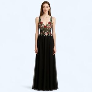 BLONDIE Nites Embroidered  Corset Top Gown Size 9 NWT